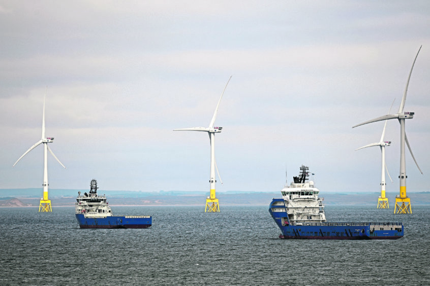 The European Offshore Wind Deployment Centre in Aberdeen Bay, Scotland’s largest offshore wind test and demonstration facility (Photo by Jeff J Mitchel/Getty Images)