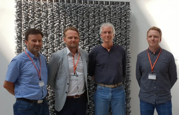 Photo caption: L-R: Roger Wiik (Project Manager); Thomas Skattum (Business Development Manager); Andy Clark (Exploration Operations Manager LUNDIN); Carl Bentzroed (Business Line Manager Seabed Survey).