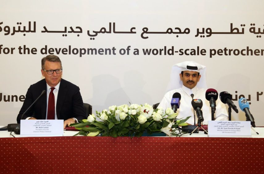 Signing of the project agreement documents occurred earlier this morning in Doha by His Excellency Mr. Saad Sherida Al-Kaabi, the Minister of State for Energy Affairs and the President & CEO of Qatar Petroleum, and Mark E. Lashier, President & CEO of Chevron Phillips Chemical.