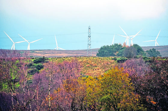 Existing wind turbines at Rothes windfarm, as seen from Kellas.
Picture by Gordon Lennox 11/11/2014