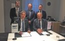 Johann Pleininger (left), executive board member responsible for Upstream in OMV, and Arne Sigve Nylund, Equinor’s executive vice president for Development and Production Norway, signed the MoU this week. Behind: Knut Egil Mauseth (left), SVP North Sea & Managing Director OMV Norway, Asbjørn Løve, vice president Partner operated fields DPN, and Torger Rød, senior vice president project development TPD.
