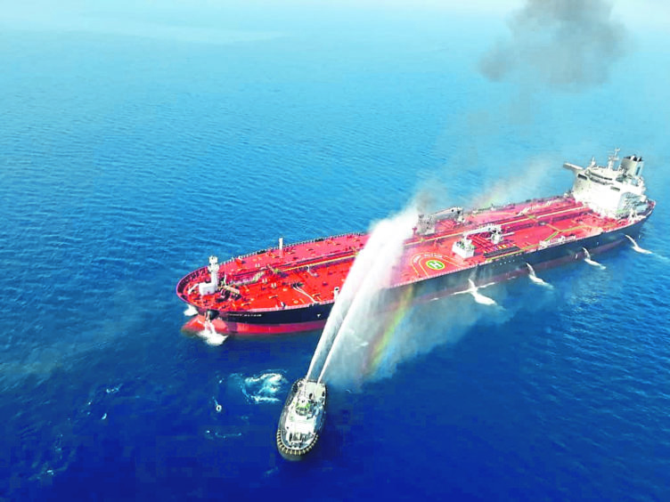 Attacks on oil tankers in the Gulf of Oman last month caused fluctuations in oil price. (AP Photo/Tasnim News Agency)