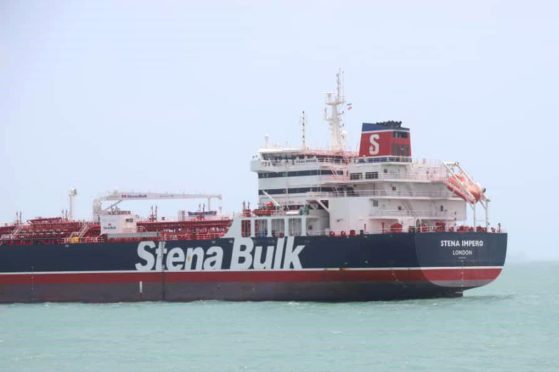 BANDAR ABBAS, IRAN - JULY 20: The oil tanker, Stena Impero seized by Irans Revolutionary Guards is anchored at Bandar Abbas harbour on July 20, 2019 in Bandar Abbas, Iran. The Stena Impero was surrounded and seized by four vessels including a helicopter of the Iranian Revolutionary Guard on Friday in a key waterway in the Gulf before heading into Iranian waters. (Photo by Contributor/Getty Images)