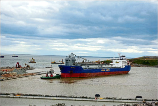 A ship got stuck in the new Harbour at Nigg Bay.

Sent in by From: Richard Sutherland 
rfsutherland@aol.com 
7715679491 

"New harbour at Bay of Nigg. The reason the ship berthed for so long was it had hit the bottom"