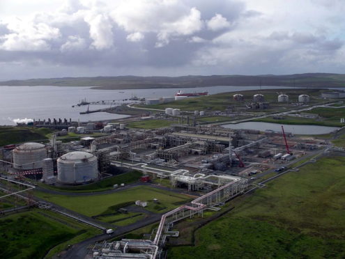 The Sullom Voe Terminal in Shetland.