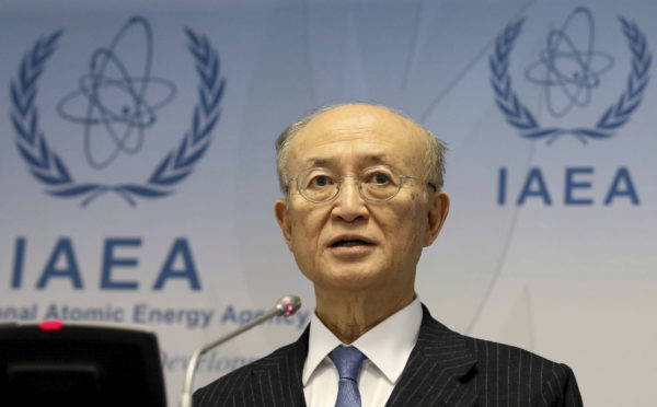 FILE - In this Nov. 22, 2018, file photo, International Atomic Energy Agency (IAEA) Director General Yukiya Amano of Japan. (AP Photo/Ronald Zak)