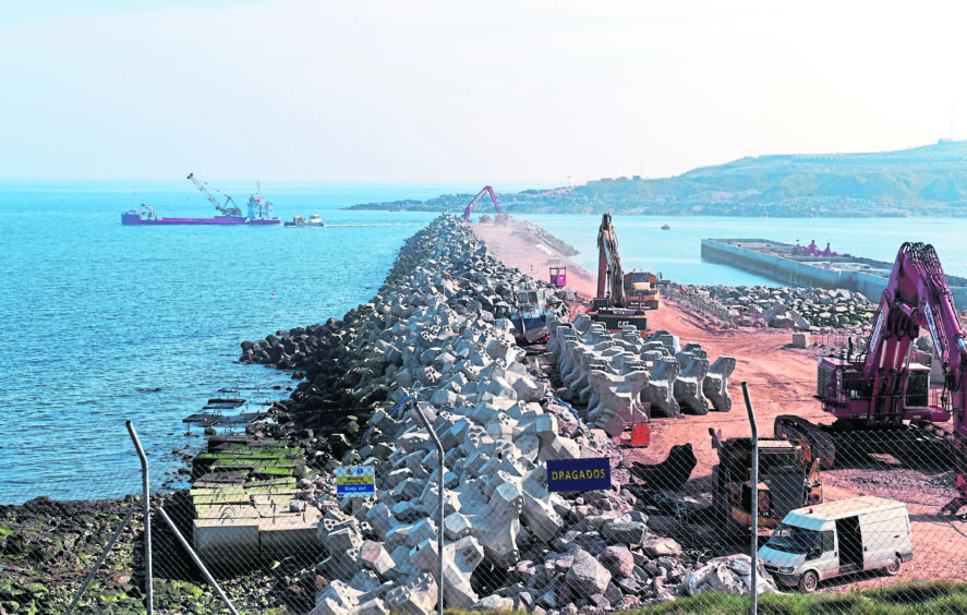 ​The £350 million Aberdeen Harbour expansion’s developer Dragados has upped its order, according to operator Leith’s. Photograph by Kath Flannery