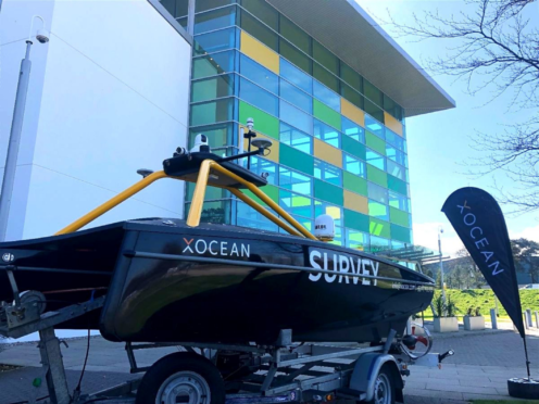 An unmanned surface vehicle at BP's Aberdeen HQ.
