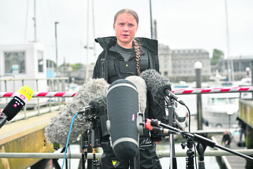voyage: Climate activist Greta Thunberg speaks ahead of her journey to the US from Plymouth on the Malizia II