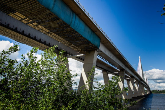 Queensferry Crossing bridge, at South Queensferry.
