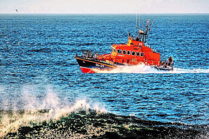 Fraserburgh lifeboat out searching between Tarlair and Troup Head