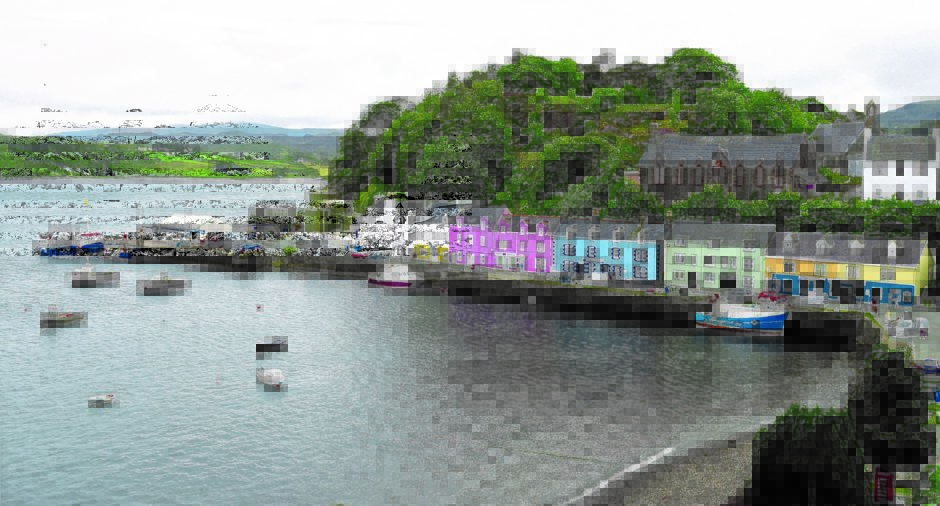 Skye Tourist Filers.  Portree harbour and bay.