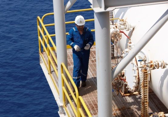 A Petrofac employee on an installation at the Arenque field.