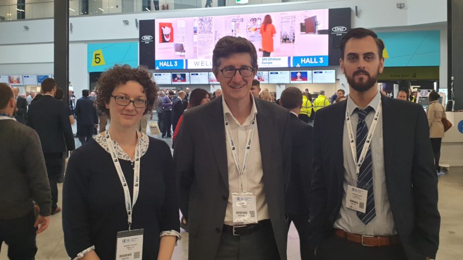 (from left) Isabelle Vervoort and Laurent Schirrer with Jonathan Scafidi.