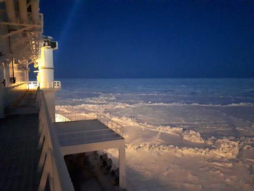 The Eduard Toll LNG carrier heading through the Northern Sea Route (NSR)
