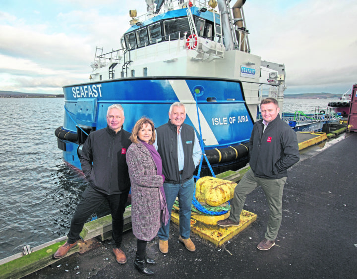 (from left to right) George Moodie, Commercial Area Manager for North Scotland, Clydesdale Bank. Sandra Wilkie, Director, Caldive Ltd. Iain Beaton, Managing Director, Caldive Ltd. Graeme Johnston, Commercial Relationship Manager, Clydesdale Bank.
Photo credit Robert Perry.
