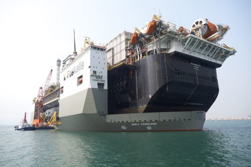 Transport of the P-67 FPSO by the BOKA Vanguard from China to Brazil. Pic: Boskalis