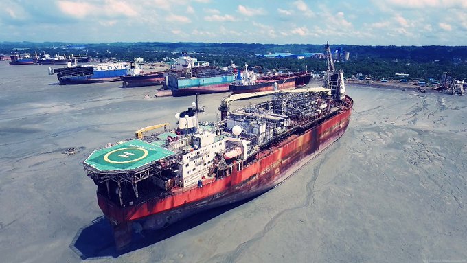 The North Sea Producer on Chittagong Beach. Pic: NGO Shipbreaking Platform