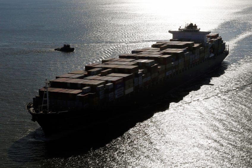 (FILE) The Northern Jubilee container ship sails into New York Harbor in New York, U.S., on Sunday, November 3rd  2019.  Photographer: Peter Foley/Bloomberg