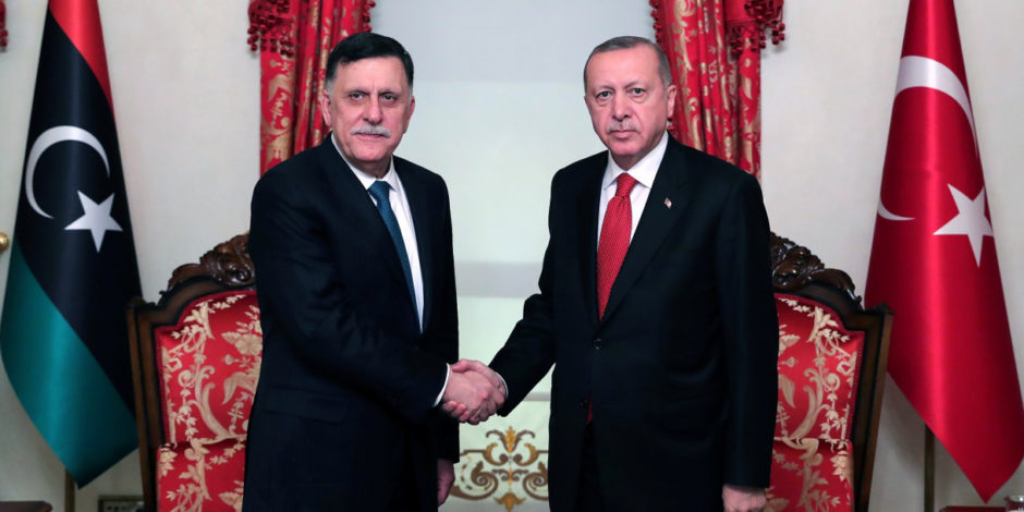 Turkish President Recep Tayyip Erdoğan welcomed the head of the GNA Fayez al-Serraj in the Dolmabahçe Palace