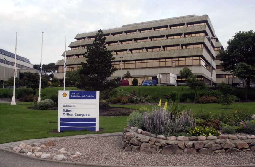 The distinctive Aberdeen Shell HQ building on Wellington Road in Aberdeen.