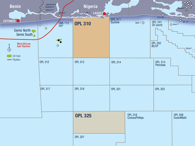 Map of Nigeria's offshore demarcated into blocks