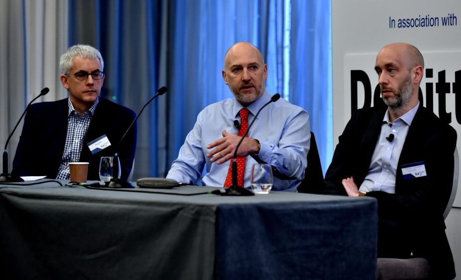 Press and Journal Business Breakfast - Mergers and Acquisitions - held at the Chester Hotel in Aberdeen. The Panel - Mike Sibson, Mike Beveridge and Daniel Grosvenor..
Picture by COLIN RENNIE   20 Feb 2020.