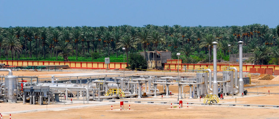 Pipelines in foreground with trees behind in sunshine