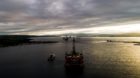 Greenpeace climbers are on a BP oil rig in Cromarty Firth,
