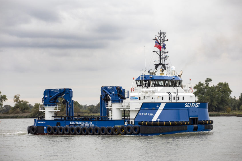 Isle of Jura is one of a number of vessels owned by the Caldive group, used at the Fort William Underwater Trials Centre