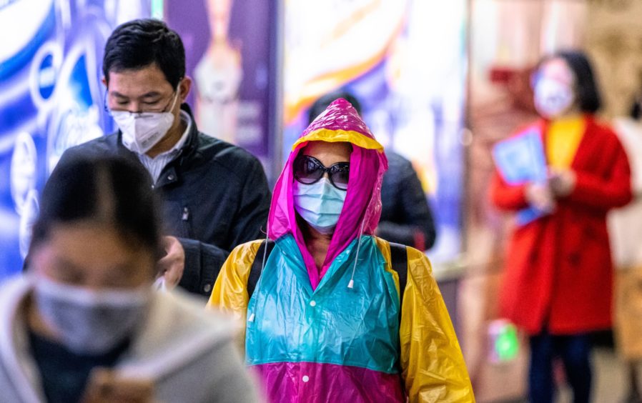 Photo by ALEX PLAVEVSKI/EPA-EFE/Shutterstock (10554637r)
People in subway wearing protective masks.