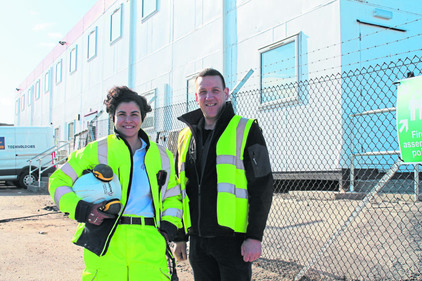 Left to right ACCIONA civil engineer, Maria Sasso, with Greenwell director, Scott Brown.