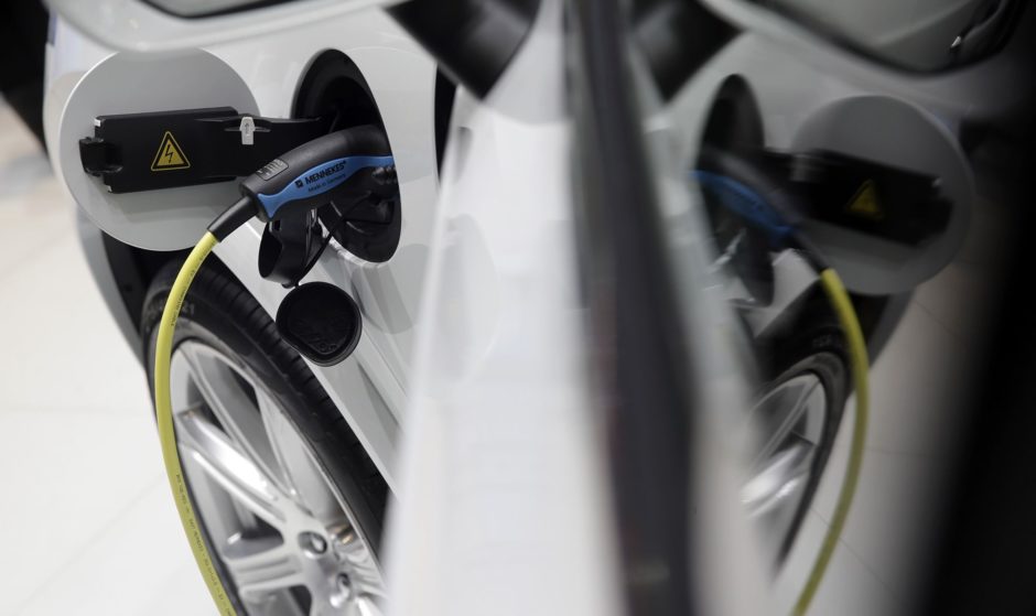 A charging plug in an electric automobile. Photographer: Matthew Lloyd/Bloomberg