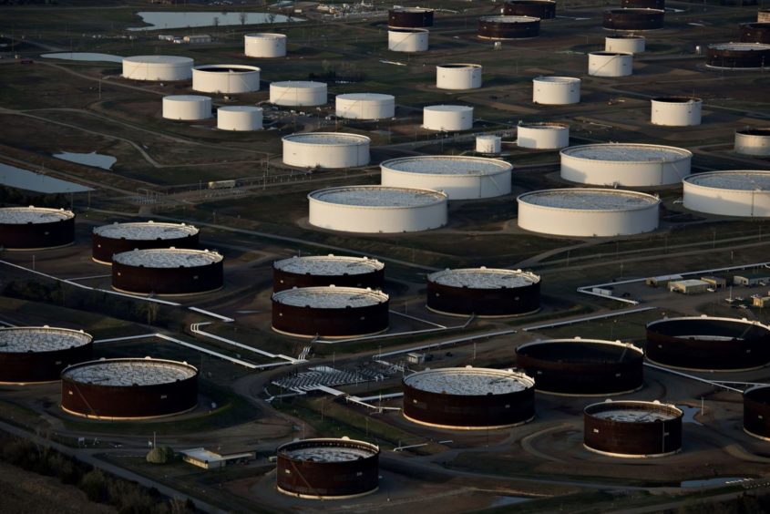 Oil storage tanks in Cushing, Oklahoma. Photographer: Daniel Acker/Bloomberg