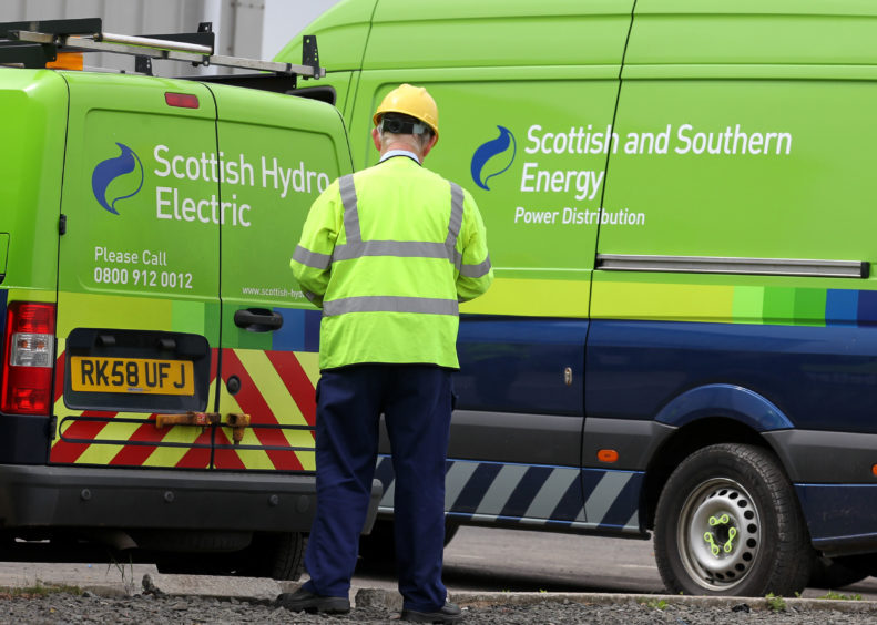 File photo of Scottish and Southern Energy signage on company vans. Photo credit should read: Andrew Milligan/PA Wire