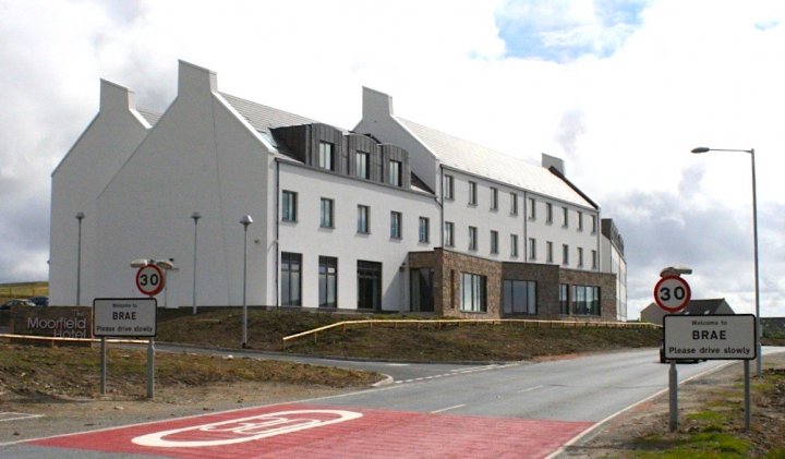 The Moorfield Hotel at the north entrance to Brae was built to accommodate Total workers.