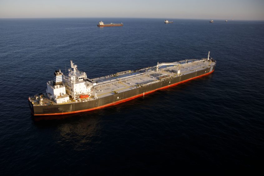 Oil tankers are seen anchored in the Pacific Ocean in this aerial photograph taken above Long Beach, California, U.S., on Friday, May 1, 2020. The volume of oil on vessels located just offshore the state peaked at 26 million barrels over the weekend, about a quarter of the world's daily consumption, before dropping to 22 million barrels on Monday, according to Paris-based Kpler SAS, which tracks tanker traffic. Photographer: Patrick T. Fallon/Bloomberg