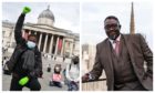 Right: Ollie Folayan, chairman of AFBE-UK Scotland. Left: A Black Lives Matters protest in London last week. Kirsty O'Connor/ PA Wire