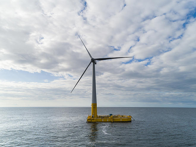 A floating wind turbine. Photo courtesy of Ideol