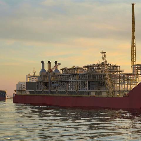 Rendering of an FPSO against sunset