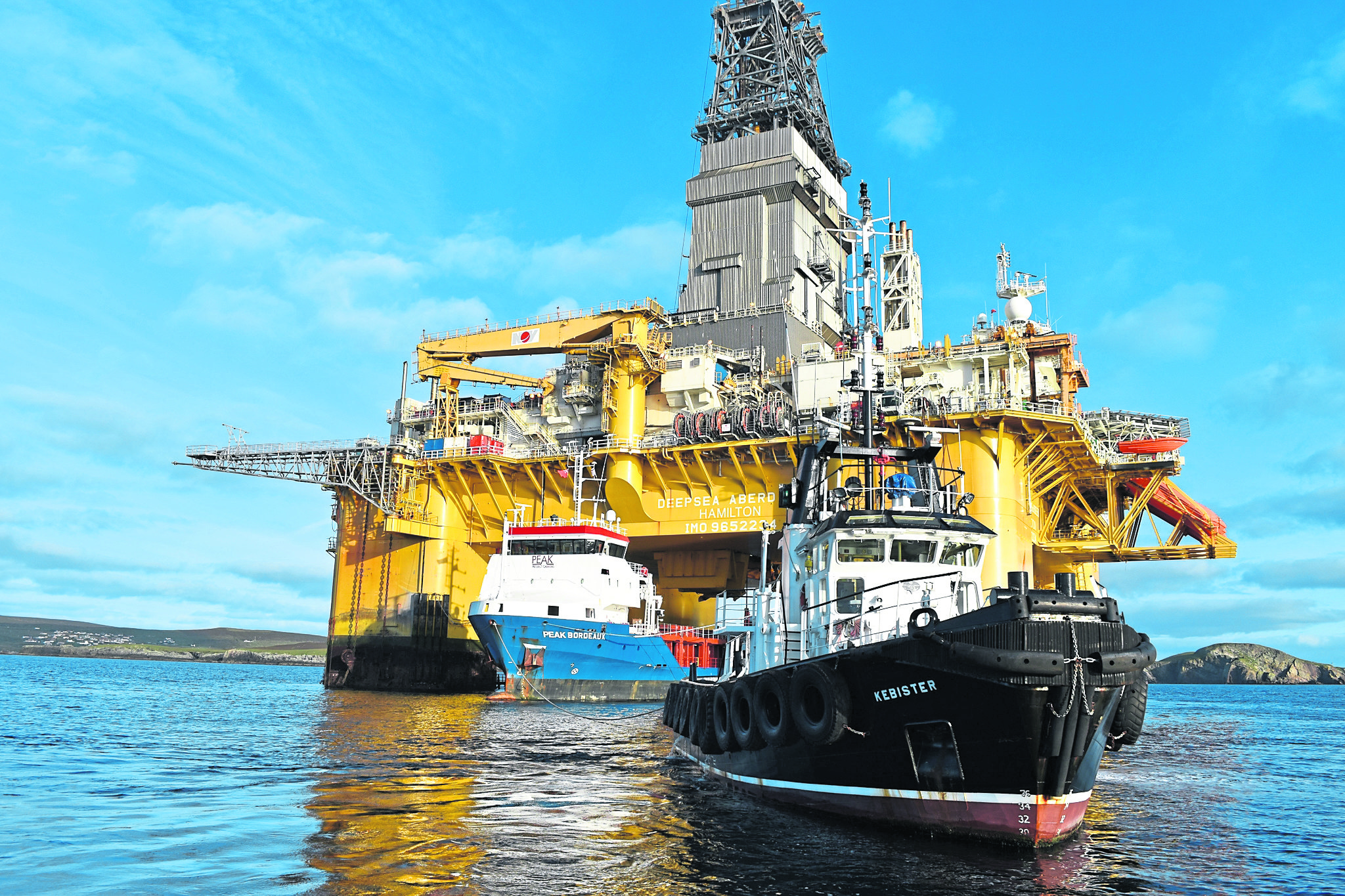 The Deepsea Aberdeen drilling rig in Lerwick Harbour.