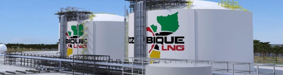 Storage tanks with Mozambique LNG logo