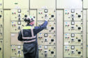 An employee working inside Cruachan power station