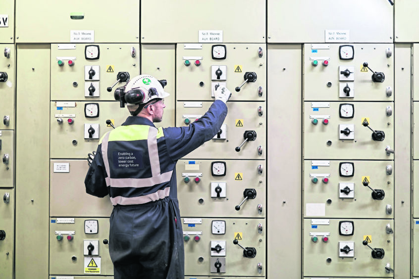 An employee working inside Cruachan power station