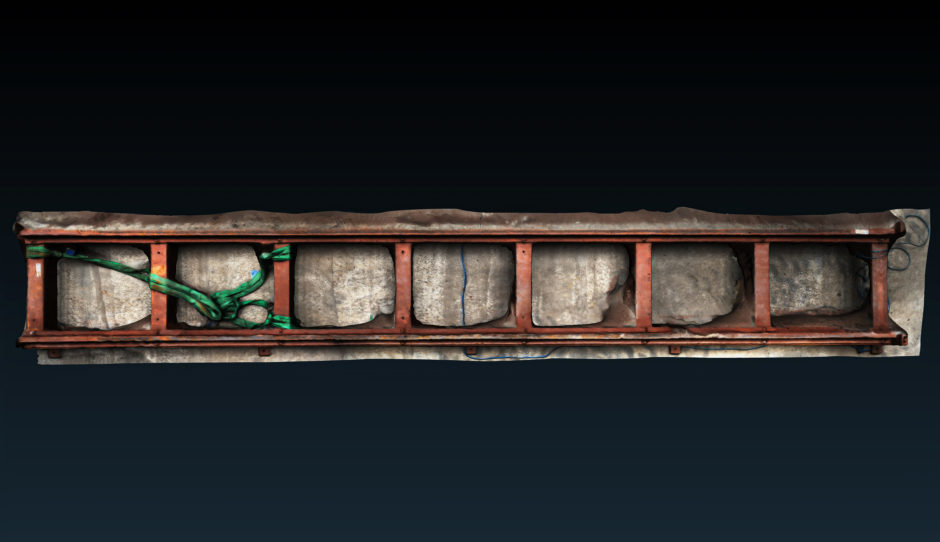 3-D Model of rail tracks in Forth’s test tank in Cumbria, created with the Rovco SubSLAM System.