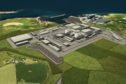 An artists impression of a planned nuclear power station at Wylfa on Anglesey in north Wales.