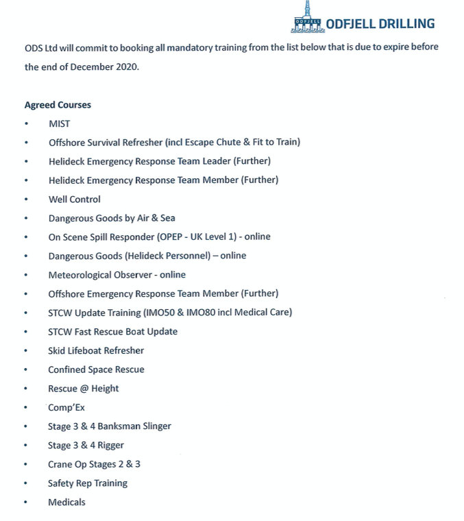 Odfjell redundancy North Sea