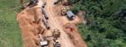 Aerial view of a pipeline being dug