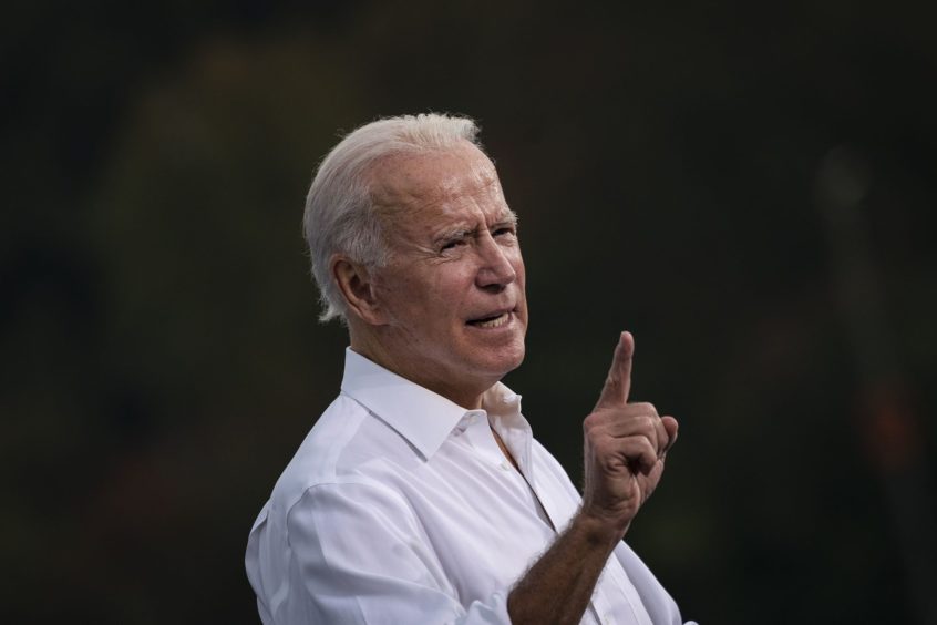 Joe Biden shakes a finger during a speech