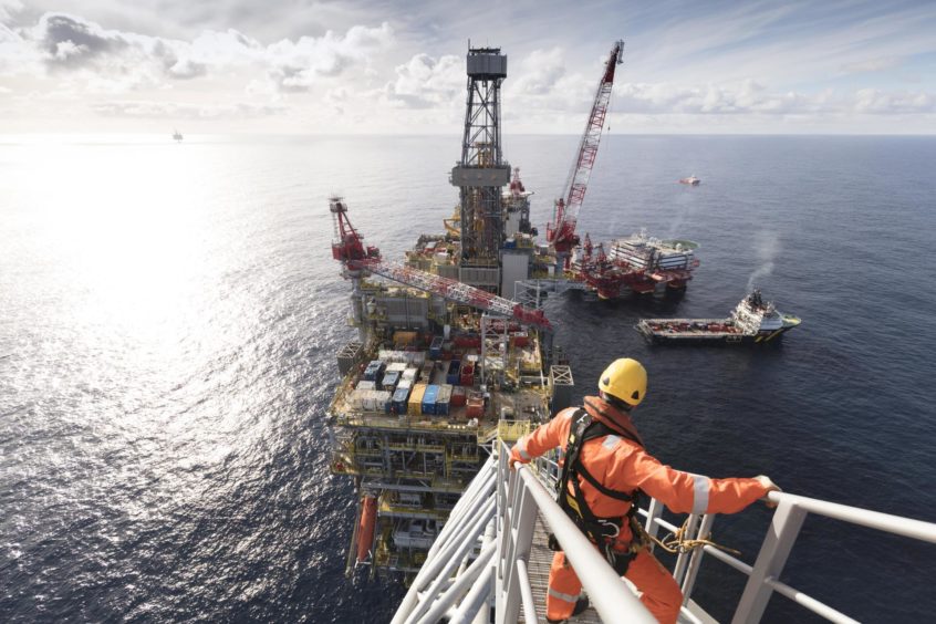 An Altrad employee on a North Sea installation.